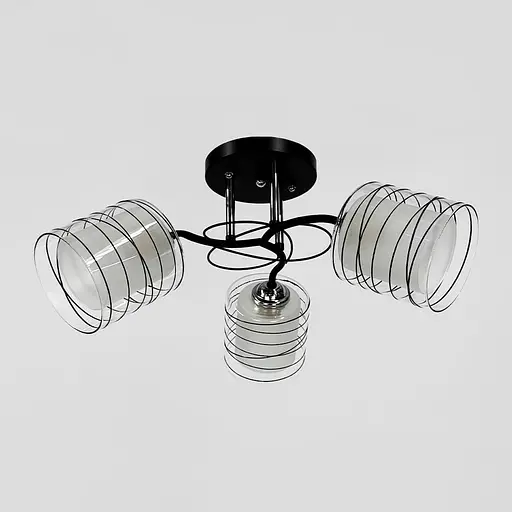 Стельовий чорний світильник на 3 подвійних плафони Ø 45 см | Line F | Арт. 6190/3A BK+CH - фото 1