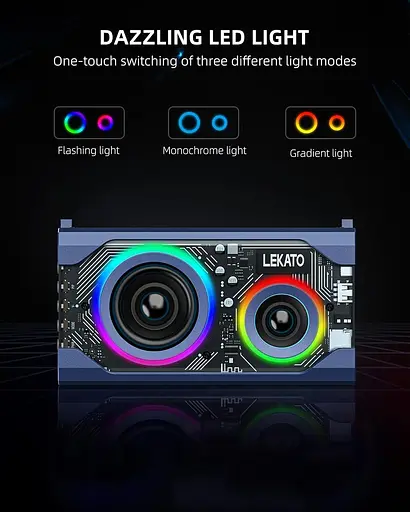 Bluetooth-динамик LEKATO, портативные прозрачные беспроводные динамики с басами, динамик для душа со смешанной подсветкой RGB, стерео - фото 4