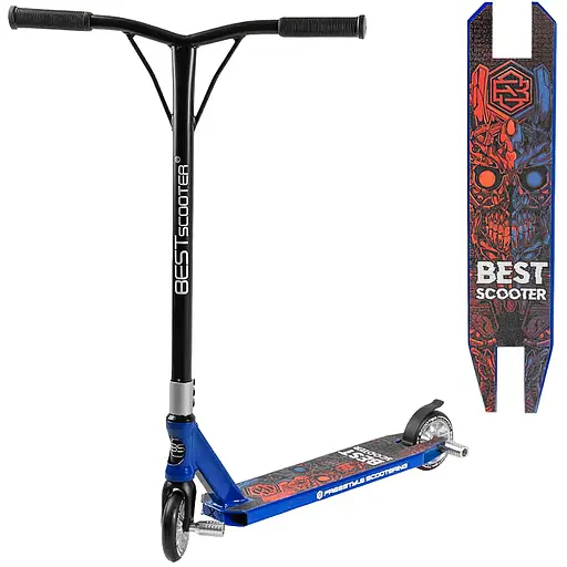 Самокат трюковий Best Scooter з пегами 69х11х54 см Синій 000254839