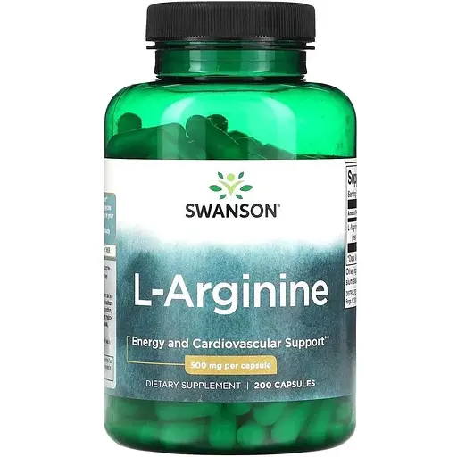 L-аргінін Swanson L-Arginine 500 mg, 200 капсул