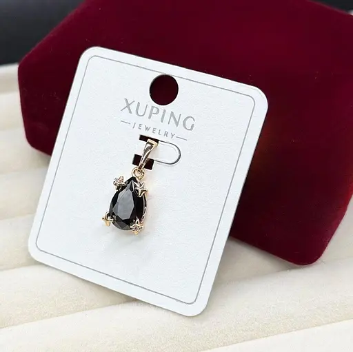 Кулон прикраси з медичного золота Xuping біжутерія на щодень жіночі прикраси з чорним камінчиком - фото 1