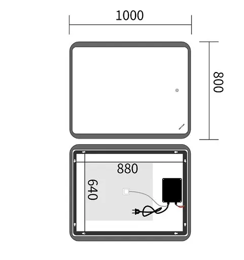 Дзеркало Mixxus Premium OLIVARY MR19-100x80-REVERSE (LED Touch, Anti-fog (3-6,5kK)) (MP6629) - фото 5