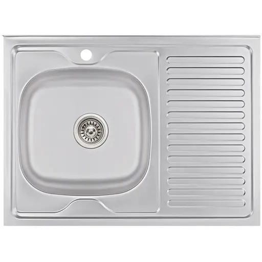 Кухонная мойка Brinex 6080-L 0.6 мм, накладная BRIN6080LSAT06 - фото 1