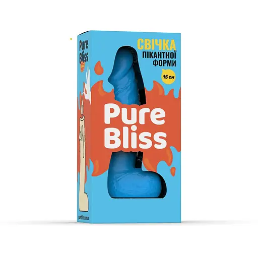 Свічка у вигляді члена Pure Bliss Mini Blue 15 см - фото 7
