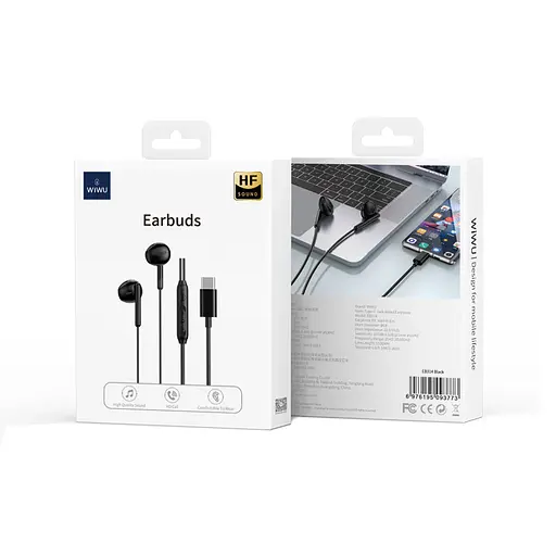 Навушники Wiwu EB314 Type C Wired Earphone чорні - фото 2