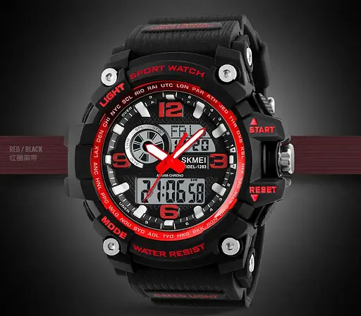 Чоловічий наручний годинник Skmei Disel 1283 (Чорний з червоним) - фото 5