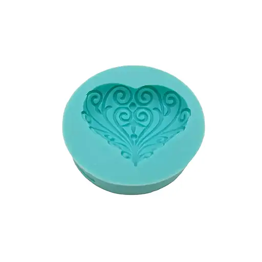 Молд силиконовый кондитерский для мастики и шоколада Сердце 8x8 см, Kitchen Master Бирюзовый 87472 - фото 1