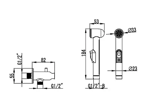 Набор гигиенического душа (запорный вентиль) Imprese B704121, Хром - фото 2