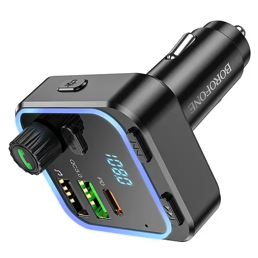 АЗП FM модулятор Borofone BC53 Highway PD20W+QC3.0 (2USB-A/1C) Black - фото 4