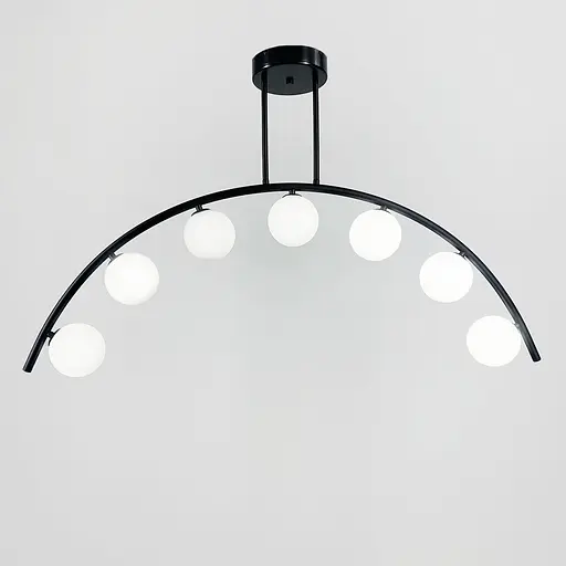 Чорна люстра-дуга на 7 білих плафонів Line.F MJ 80/7 BK - фото 2