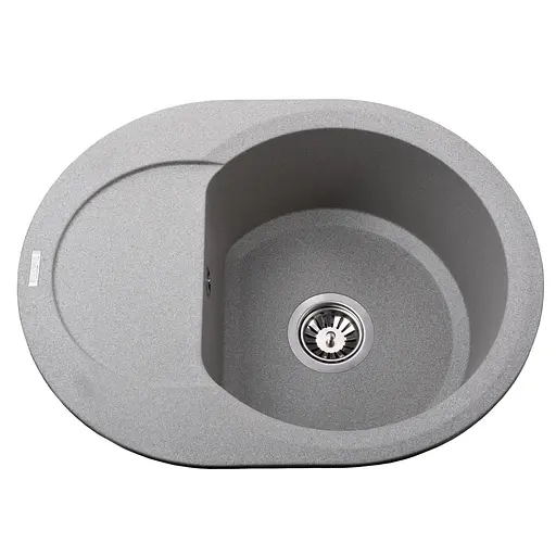 Гранитная мойка Globus Lux Moraine серый камень 600x470 мм А0005, Серый - фото 1