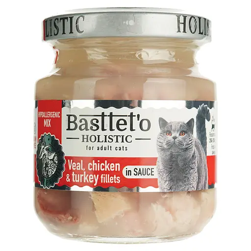 Влажный корм для кошекBasttet'o Holistic микс Говядина с индейкой и курицей в соусе 130 г - фото 2