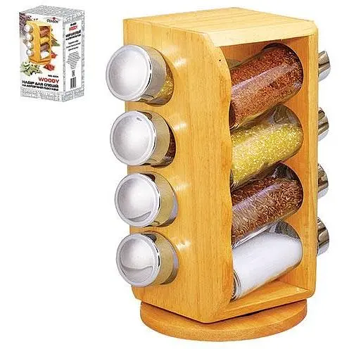 Набір баночок для спецій зі скла, органайзер Stenson спеція Woody MS-0371 8 шт. [MD] - фото 2