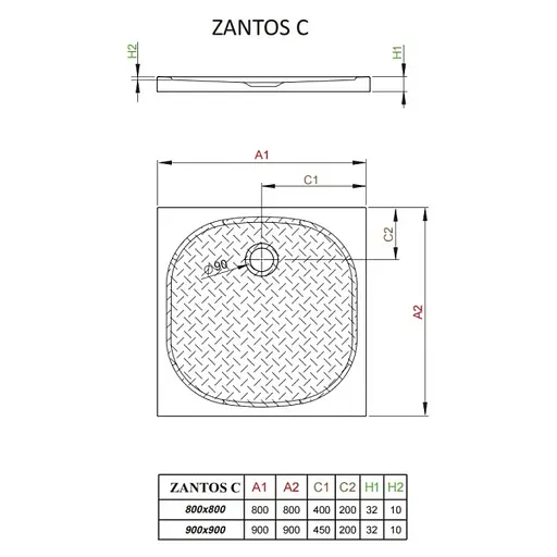 Душовий піддон Radaway Zantos C 90x90 M3ZNC9090-06 - фото 2