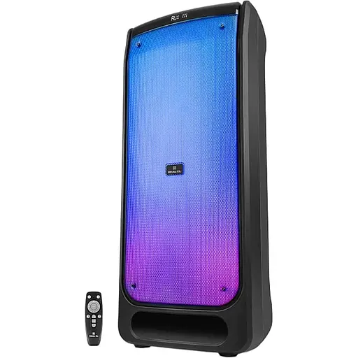 Колонка портативная 2.0 Real-El X-797, Black, 90 Вт (2 x 45 Вт), Bluetooth, AUX/USB/microSD, RGB подсветка, два микрофонных входа с функцией `эхо`, пульт ДУ, аккумулятор 88.8 Вт/ч - фото 4