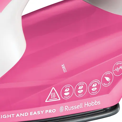 Russell Hobbs Утюг Light&Easy Pro, 2600Вт, 240мл, паровой удар -130гр, постоянный пар - 40гр, керам. подошва, бело-розовый - фото 4