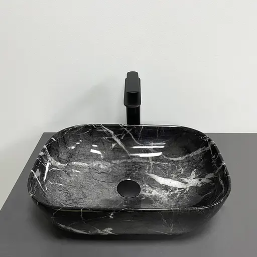 Умивальник VBI Ravenna black opal glossy накладний VBI-011225, Чорний - фото 2