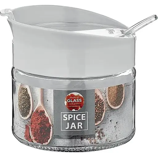 Ємність скляна для спецій з ложкою Vittora 300 мл VT-161004 сіра (126045)