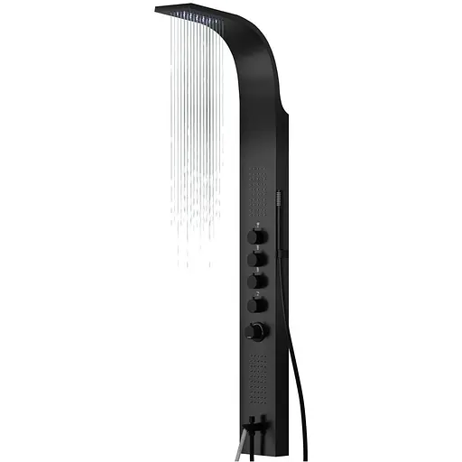 Душова панель Corsan Samsara black LED з виливом S003MBLLEDW, Чорний матовий - фото 1