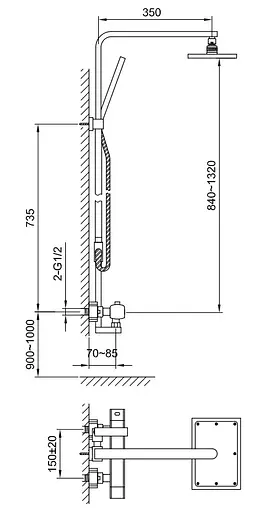 Душова система Kohlman Foxal chrome з термостатом QW273F, Хром - фото 2