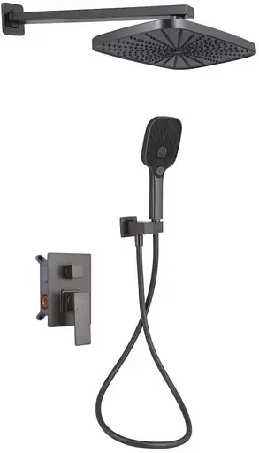 Душевая система для душа Qtap Gemini Gunmetal Black PVD скрытого монтажа QTGEM113GMB45698 - фото 1