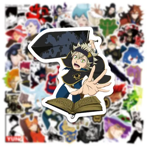 Стікерпак Чорна конюшина Набір наклейок GeekLand Black Clover 50 штук - фото 3