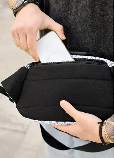 Сумка через плечо бананка Sambag Flex Pro принт "Square" 30×17×15 см (85451150m) - фото 3