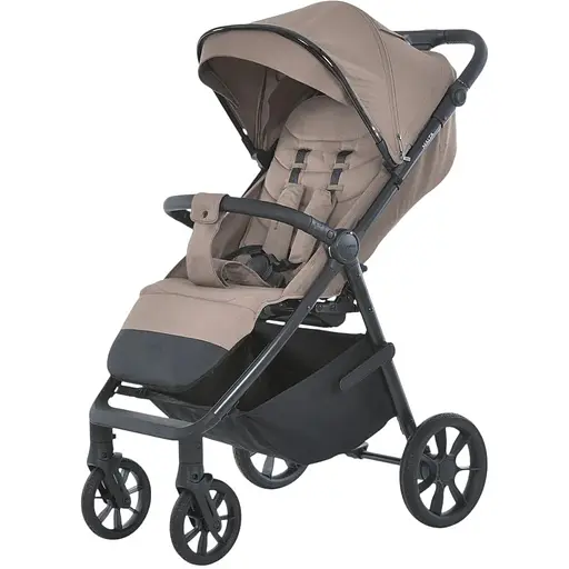 Прогулочная коляска El Camino ME 1182 Malta Coffee Beige с регулируемой ручкой, подстаканником и дождевиком