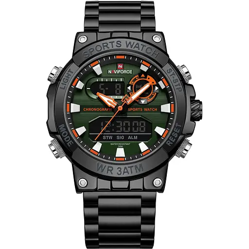 Наручний годинник чоловічий Naviforce Brutal Чорний (3521)