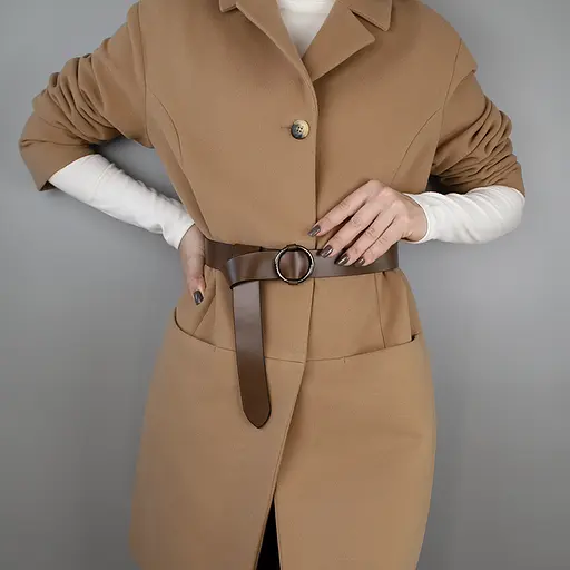 Ремінь жіночий шкіряний коричневий HC-3471 (130 см) під піджак та пальто - фото 5