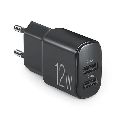 Сетевое зарядное устройство Brevia ePower 12W 2xUSB-A черный(45012DUB)
