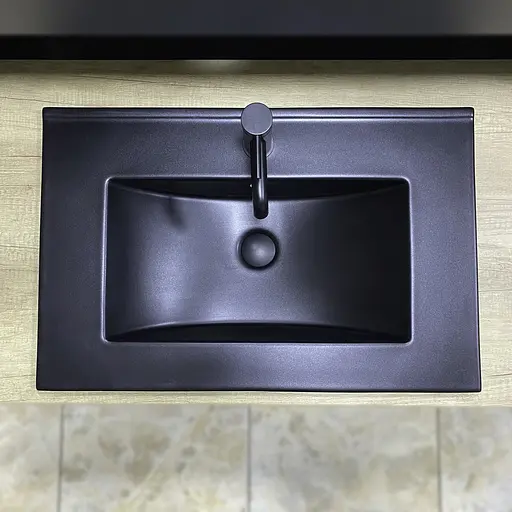 Умивальник VBI Ferrara 70 чорний матовий врізний VBI-018043, Чорний матовий - фото 3