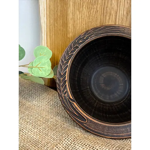 Миска для галушок керамічна (глиняна) різьблена Колосок 700 мл - фото 3