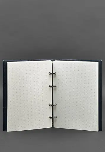 Шкіряний блокнот на кільцях (софт-бук) 9.0 з твердою синьою обкладинкою - фото 4