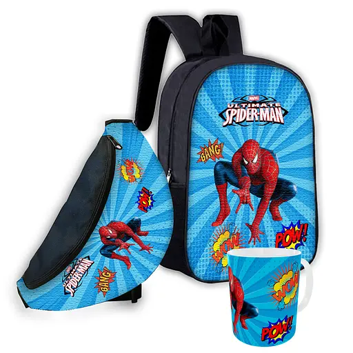 Набір дитячий Людина Павук «Spider-Man» рюкзак 36х27см сумка-бананка, кружка з принтом для хлопчика (01622)