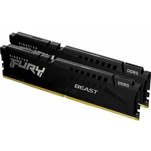 Память 16Gb x 2 DDR5 5200 MHz Kingston Fury Beast черный 40-40-40 1.25V с радиатором (KF552C40BBK2-32) - фото 1