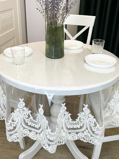 Силіконова скатертина з молочним мереживом Арка Elit 110х100 см - фото 7