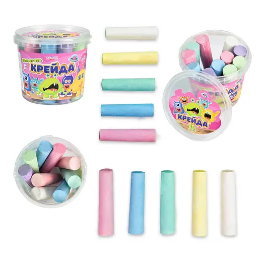 Мел для рисования на асфальте Strateg 50138ST 16 штук, разноцветная - фото 2