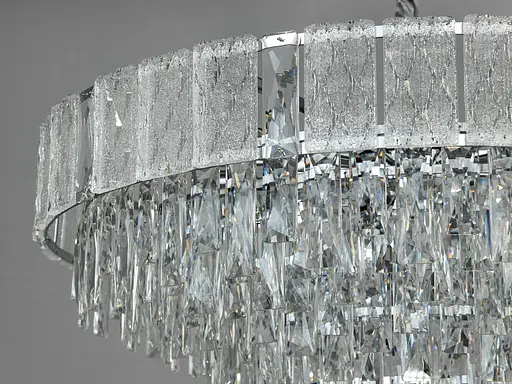 Сучасна кришталева люстра в вітальню, 18 ламп, хром - фото 3