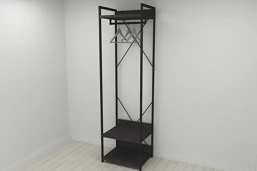 Шафа Гардероб Уні секція 1 серії Конект Ferrum-decor 220x60x50см Чорний метал ДСП Венге Магія 32 мм (FRD-104500) - фото 6