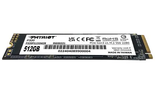 Твердотельный SSD-накопитель 512 ГБ, Patriot P320, PCI-E 3.0 x4, M.2 2280, 3D TLC, 3000/2200 МБ/с (P320P512GM28) - фото 2