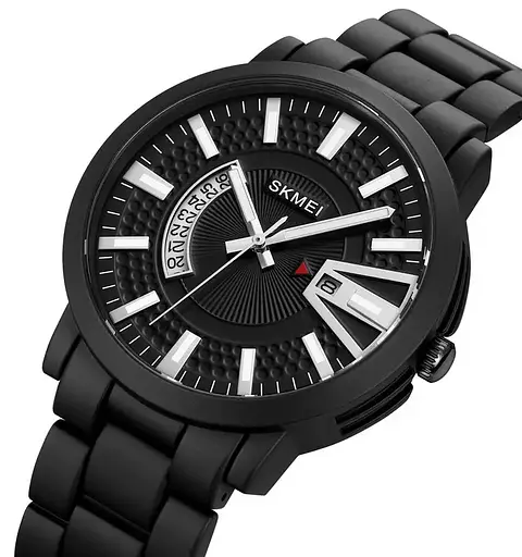 Чоловічий годинник Skmei 1985 на браслеті (Чорний з сріблястим) - фото 2