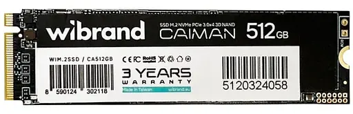 Накопичувач SSD Wibrand m.2 NVMe 512GB Caiman PCIe 3.0 480 500 (WIM.2SSD/CA512GB) - фото 1