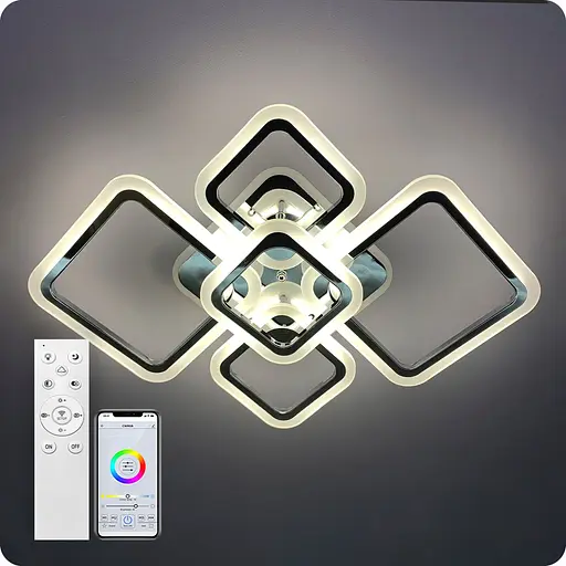 Люстра світлодіодна 517 Light 3color з пультом 114Вт Хром (01450) - фото 1