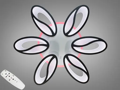 Потолочная LED люстра с диммером и LED подсветкой, 105 Вт, черная - фото 1