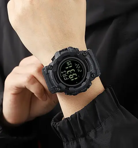 Чоловічий спортивний годинник Skmei 2037 з компасом (Чорний) - фото 6