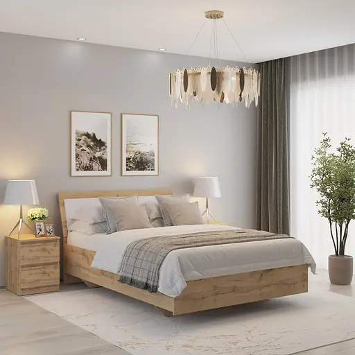 Ліжко двоспальне MebelStar Б'янка 140x200 см Дуб тахо/Аляска білий (MBS-1030)