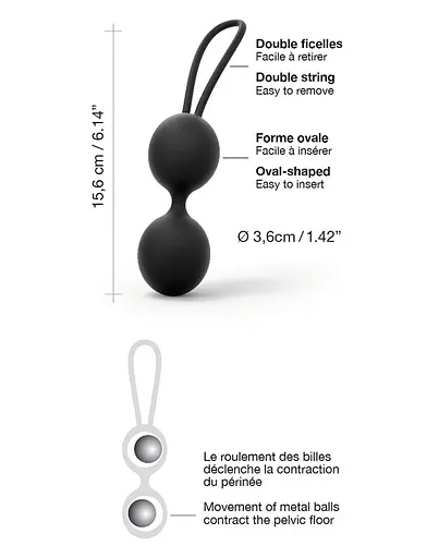Вагинальные шарики Dorcel Dual Balls, 15.6 см, черный - фото 3