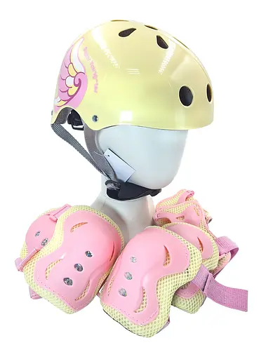 Комплект детский шлем и защита Yongkang GB24429-2009 S (5-9 л) желтый крылья (G0001964) - фото 1