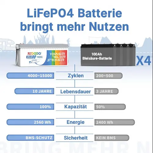 Аккумулятор Redodo 2,56kWh LiFePO4 (24V 100Ah) - фото 5
